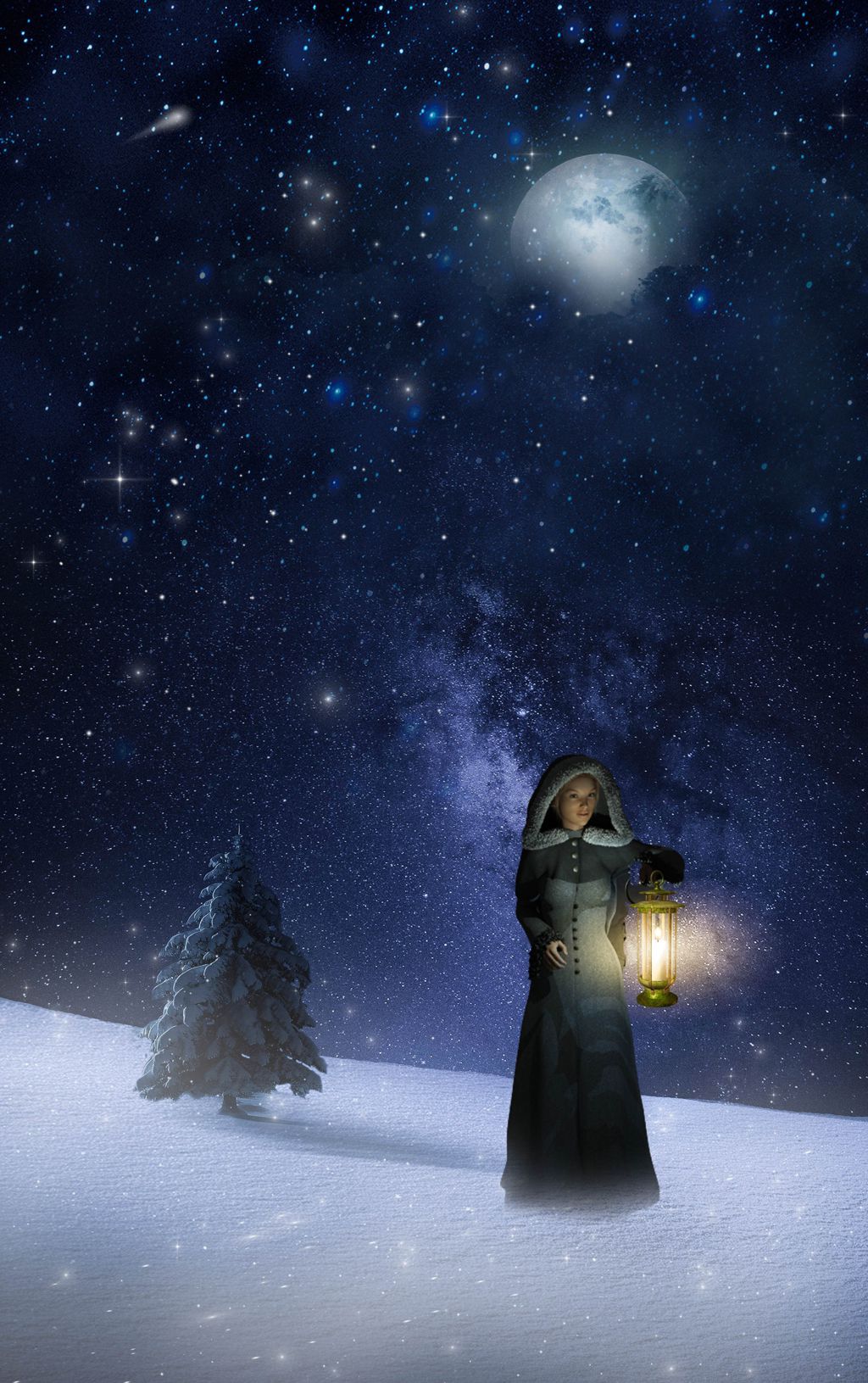 冬夜雪地的修女图片