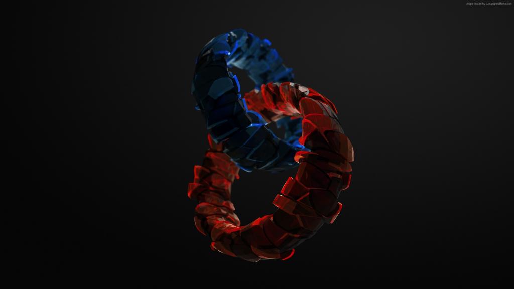 戒指,3D,蓝色,红色,玻璃,HD（水平）