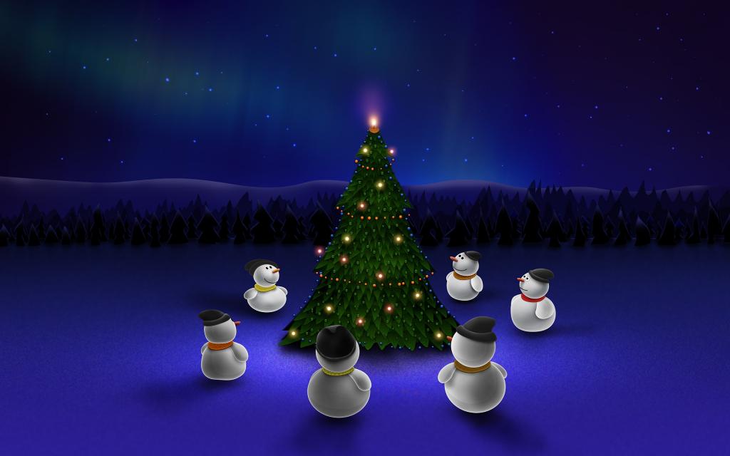 雪人,平安夜,圣诞树