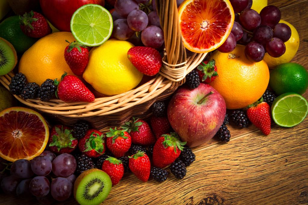 篮子水果,柠檬,酸橙,苹果,葡萄,草莓,黑莓,猕猴桃,葡萄柚,（水平）