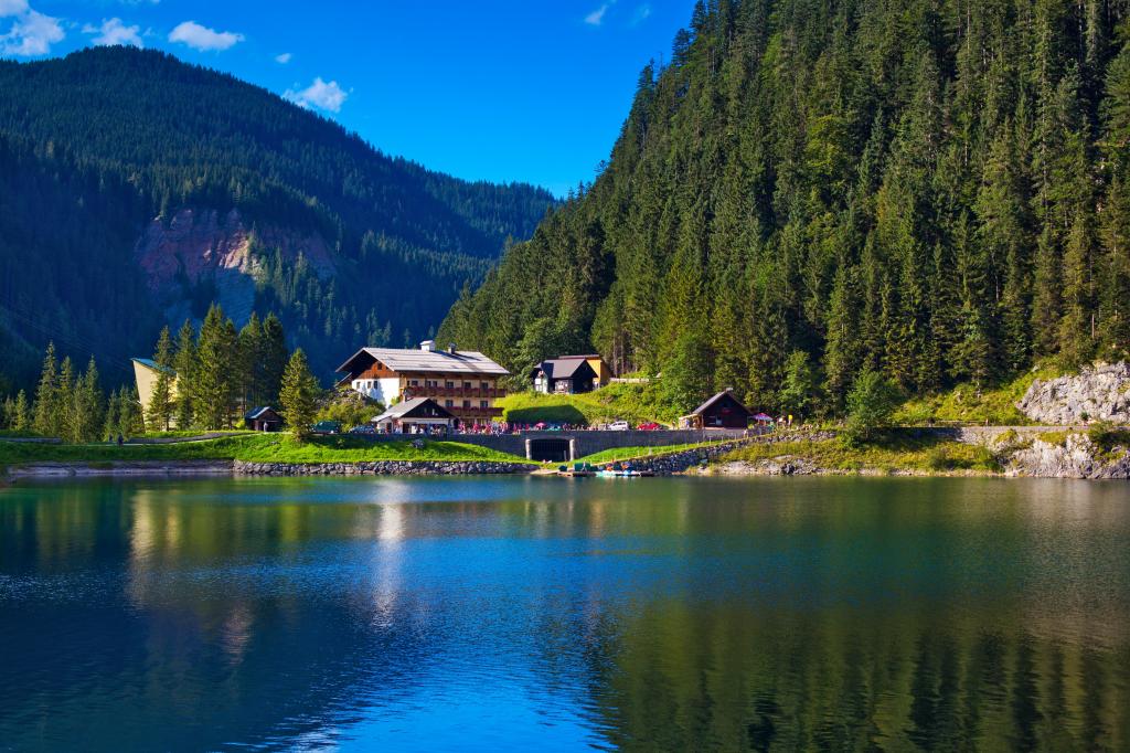 阿尔卑斯山,湖房子,奥地利,高清,4 k
