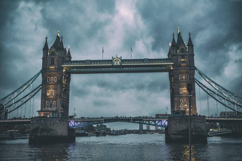 塔桥,伦敦,泰晤士河,云（水平）