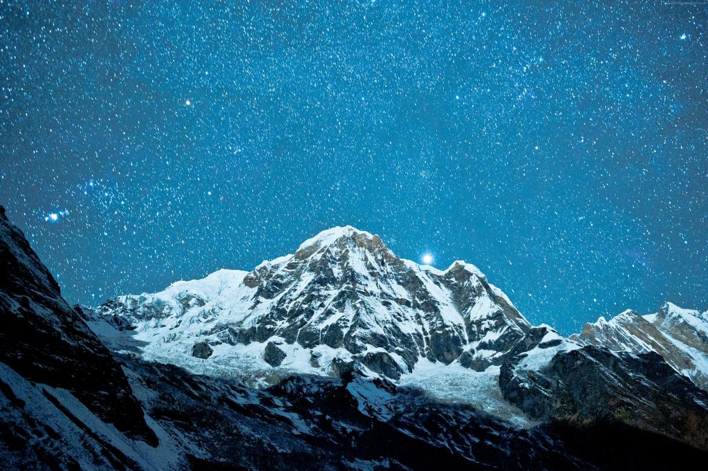 尼泊尔,5k,4k壁纸,喜马拉雅山,夜晚,星星（水平）
