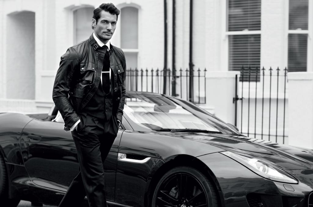 大卫·甘迪,2015年顶级时装模特,伦敦,英国,汽车,街头（卧式）