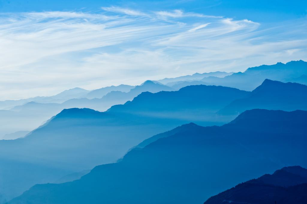 喜马拉雅山,山,早晨,蓝色,4K