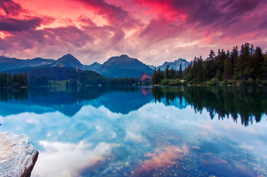 湖,山,思考,Tatra国家公园,斯洛伐克