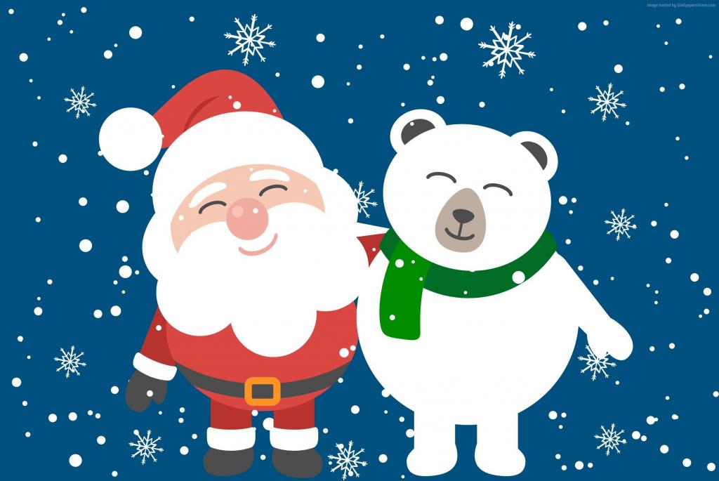 圣诞节,新年,圣诞老人,熊,HD（水平）