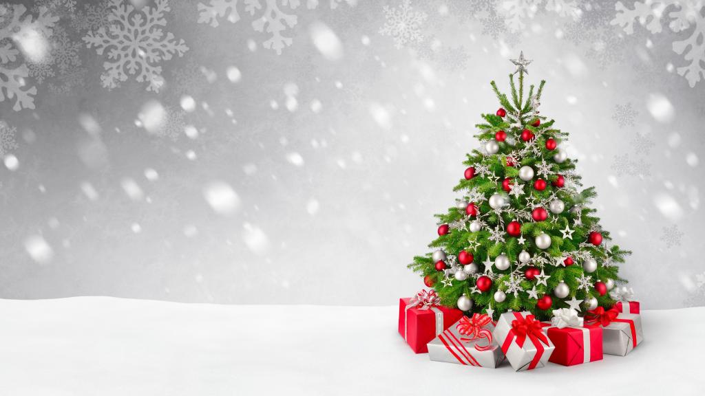 圣诞树,装饰,礼物,礼物,降雪,5K