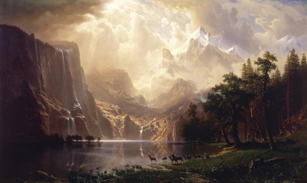 在内华达山脉,加利福尼亚州,阿尔伯特Bierstadt,史密森尼美国艺术博物馆,谷歌艺术项目,4K