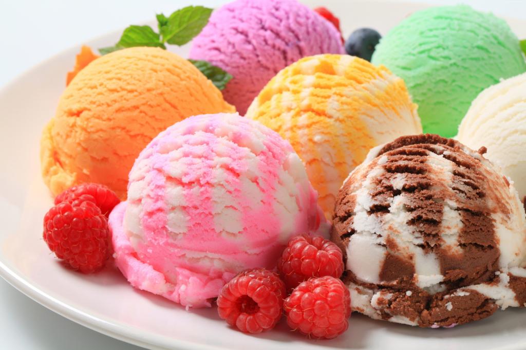 冰淇淋,覆盆子,浆果（水平）