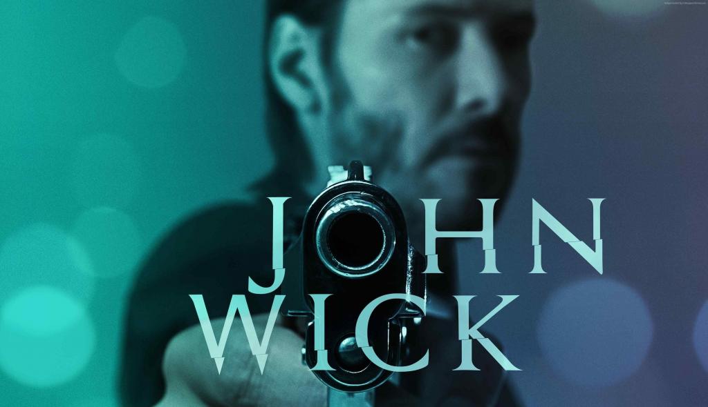 约翰威克,2015年,电影,电影,枪,蓝,绿,武器,基努里维斯,迈克尔Nyqvist,威廉达福,海报（水平）
