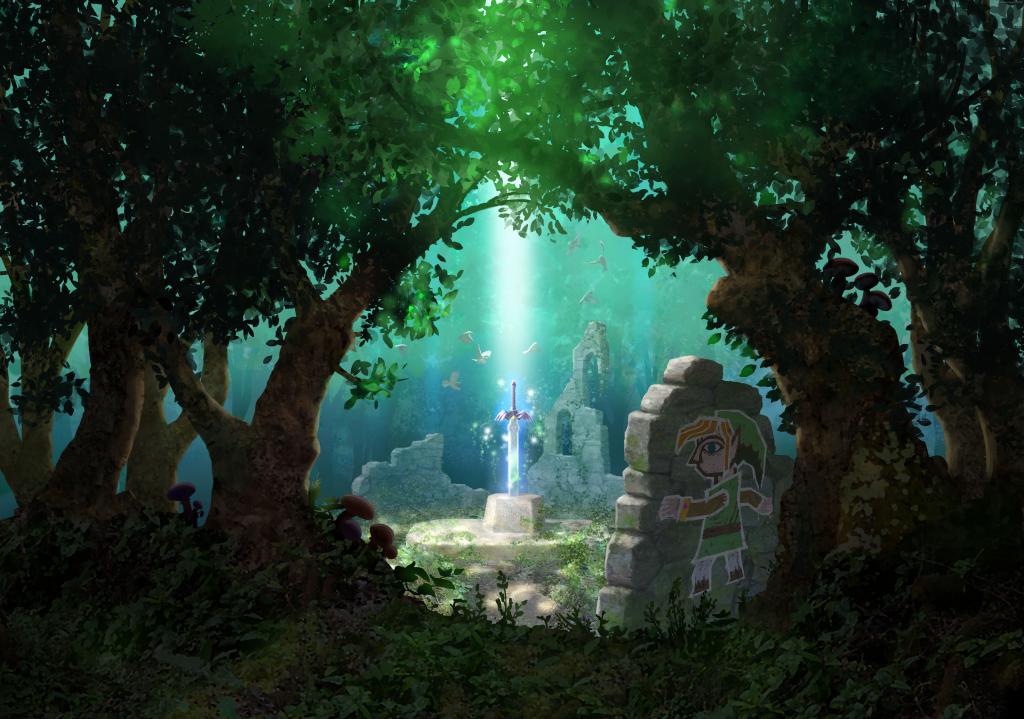 (塞尔达传说),2015,游戏,森林,剑,魔法,树,绿色,光,nes,游戏男孩