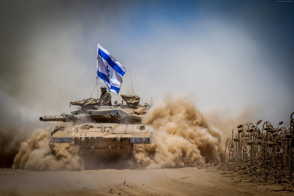 梅卡瓦马克四,坦克,国旗,以色列军队,以色列国防军,沙漠（水平）