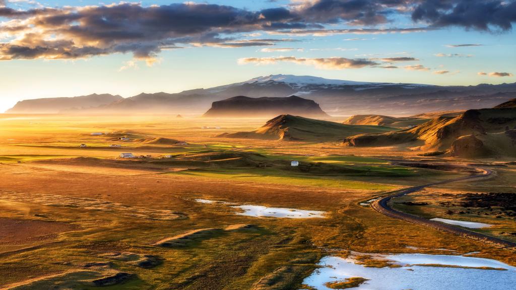 岩石,景观,Dyrholaey,黄金小时,冰岛