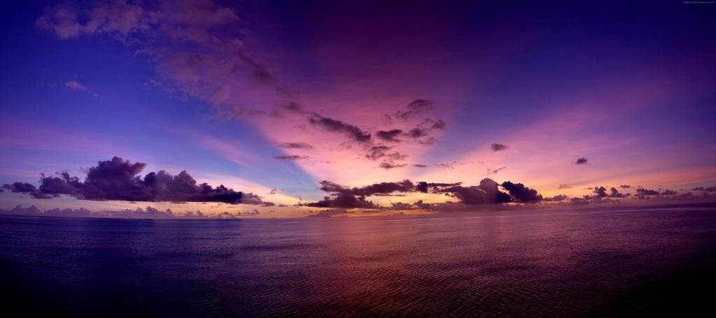 太平洋,5k,4k壁纸,夕阳,紫色,光线,云（水平）