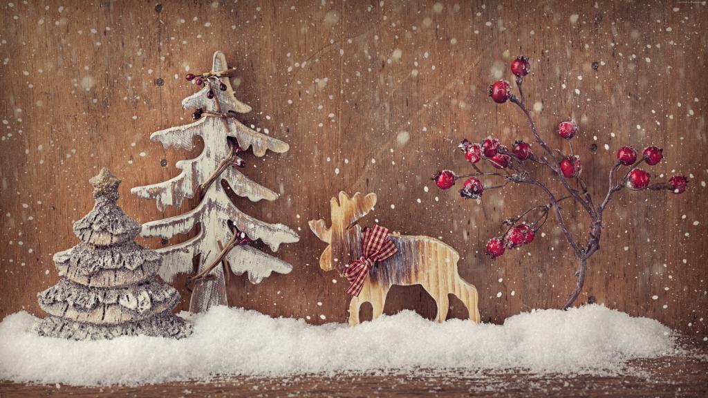 圣诞节,新年,鹿,枞树,麋鹿,装饰品,雪（水平）