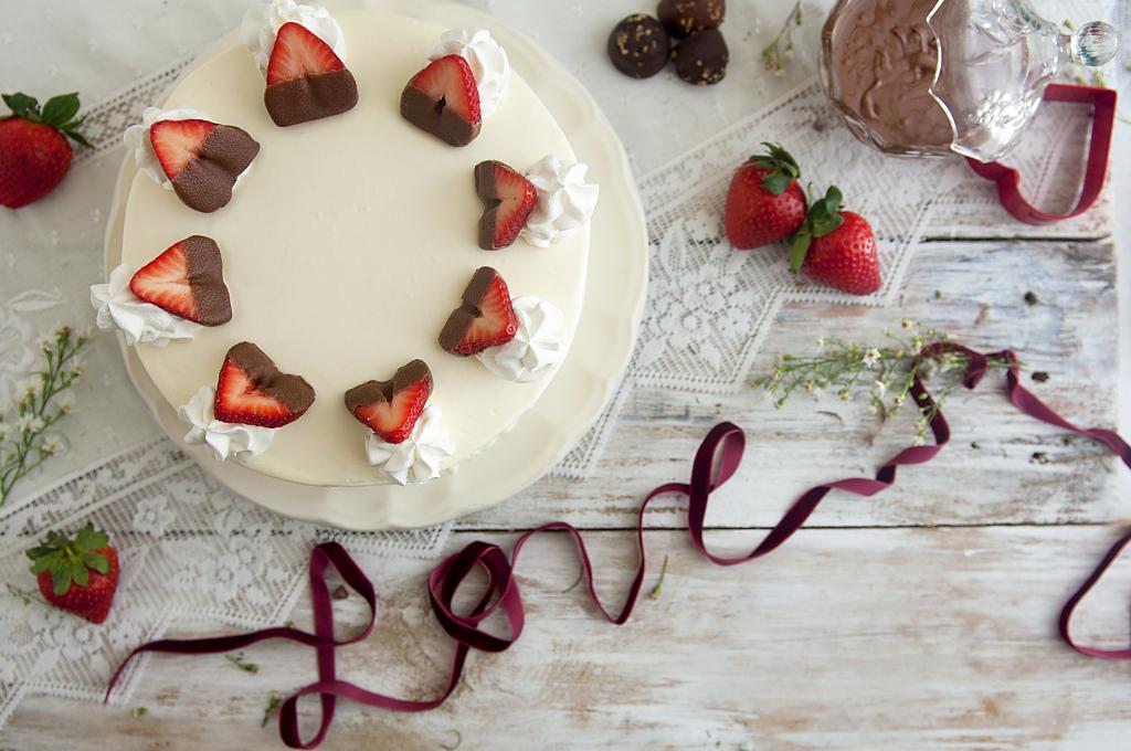 蛋糕,爱,奶油,巧克力,草莓,（水平）