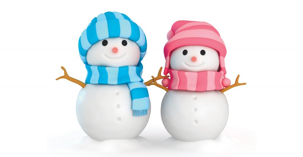 雪人,男孩,女孩,冬天,围巾,蓝色,粉红色,5K