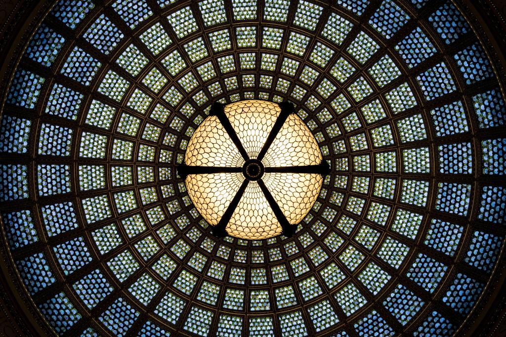 圆顶,芝加哥文化中心,内部,玻璃,高清,5K