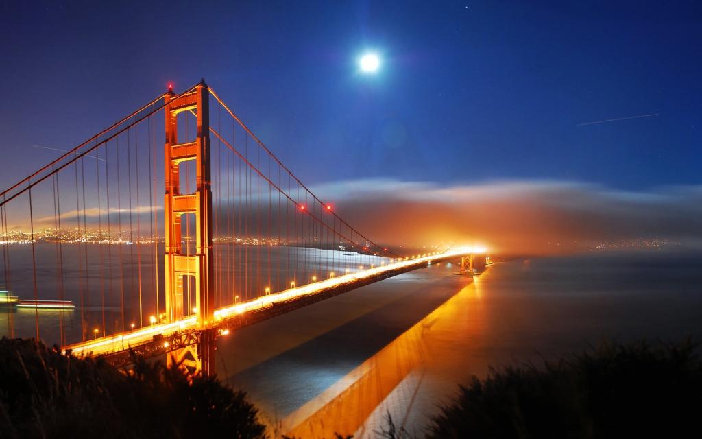 旧金山桥夜间灯