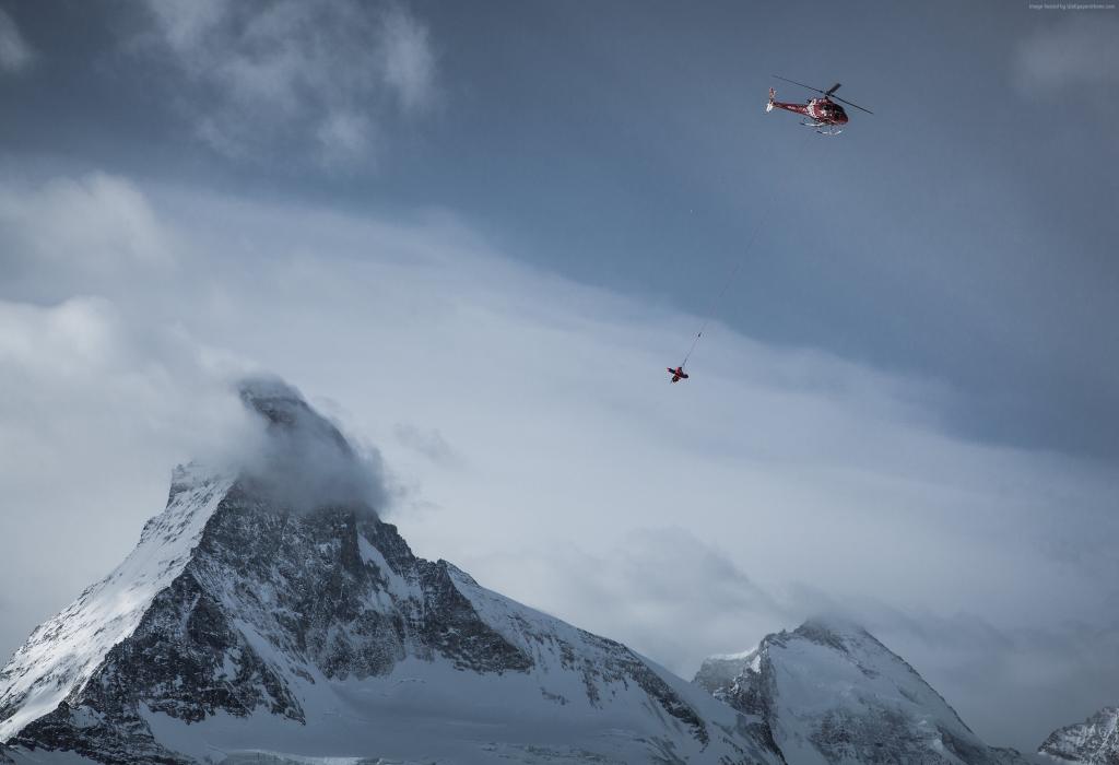 阿尔卑斯山,4k,高清壁纸,瑞士,旅游,直升机,山,雪,冬季（横向）
