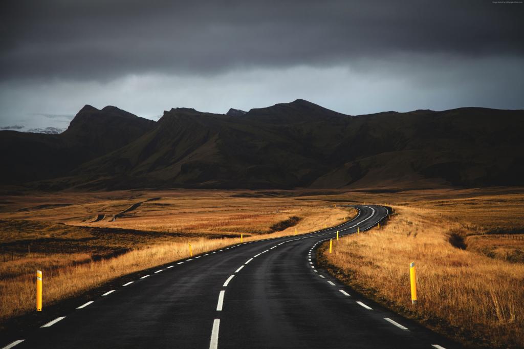 冰岛,4k,5k壁纸,路,山,云（水平）