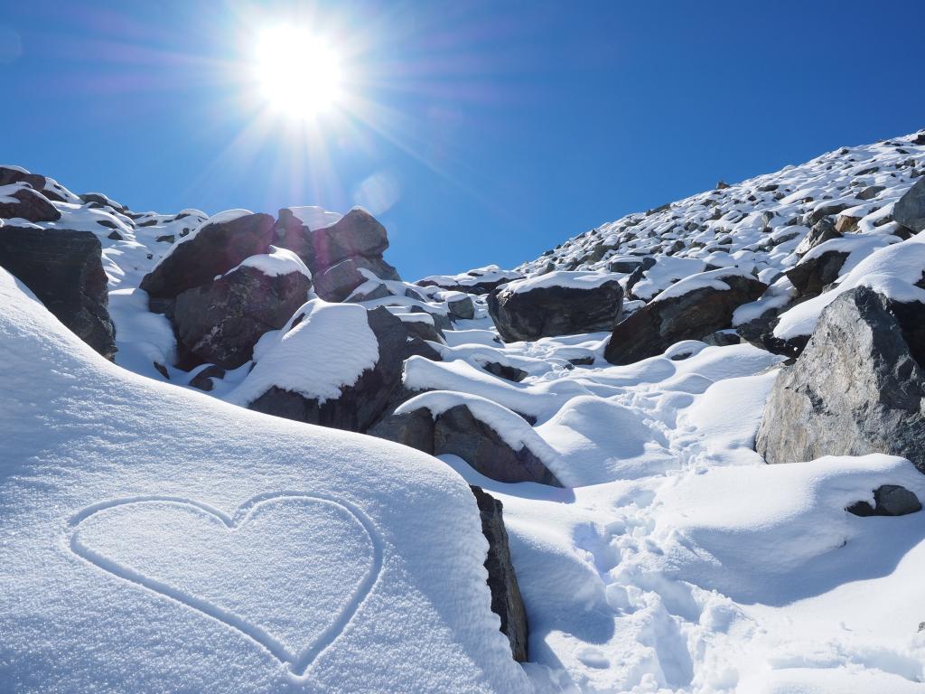 雪,岩石,阳光,夏时制,4K