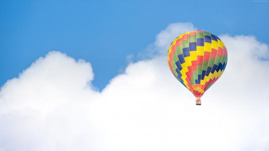 气球,5k,4k壁纸,骑,蓝色,天空,云（水平）