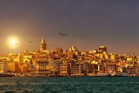 伊斯坦布尔,土耳其,日落,高清