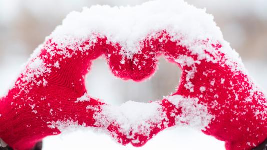 爱的形象,心,雪,4k（水平）