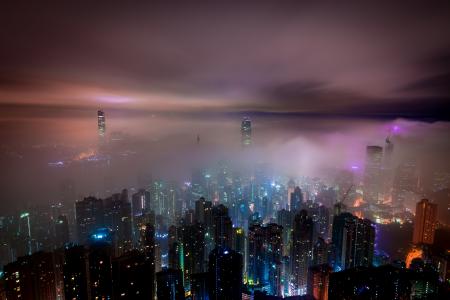 香港,城市景观,摩天大楼,多云,5K