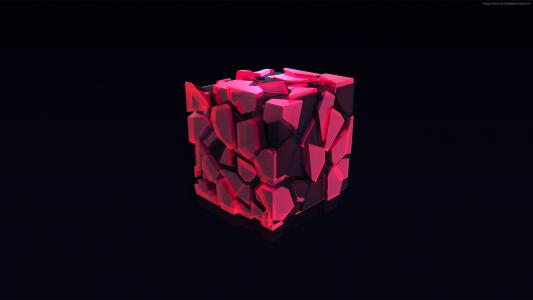 立方体,3D,粉红色,HD（水平）