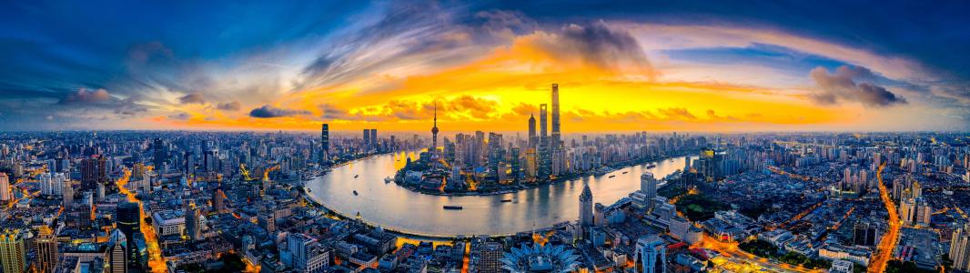 中国上海繁华城市风光