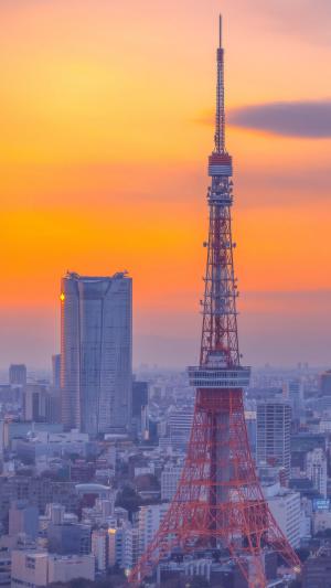 唯美黄昏下的东京铁塔
