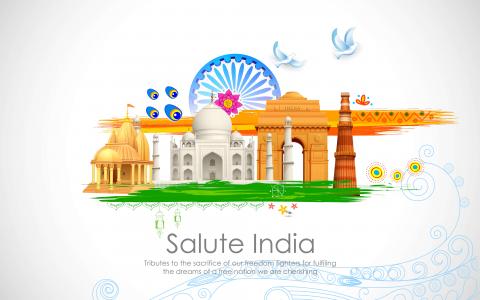 致敬印度,致敬,自由战士,印度门,泰姬陵,自由民族,4K,8K
