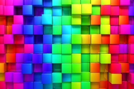立方体,块,4k,5k,3d,iphone壁纸,android壁纸,彩虹,抽象（水平）