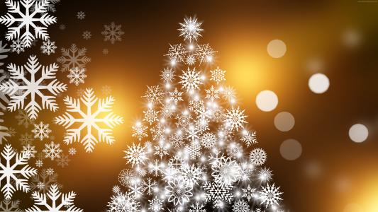 圣诞节,新年,枞树,雪花,4k（水平）