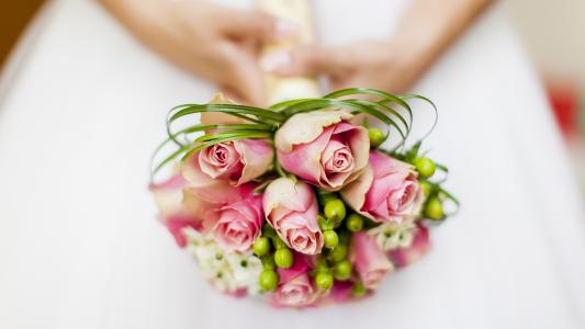 婚礼花束,新娘,鲜花花束,粉红玫瑰,4 k