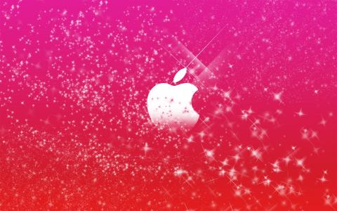 苹果商标在粉红色的闪闪发光