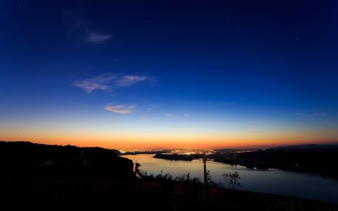 哥伦比亚河峡谷,夜景,4K