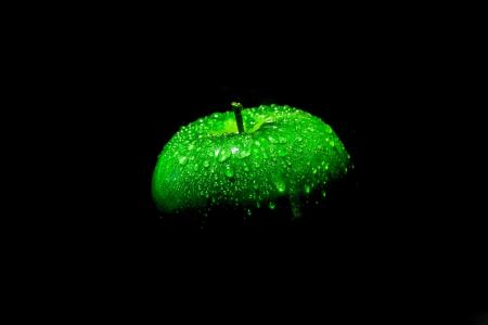 苹果,绿色,飞沫,黑暗