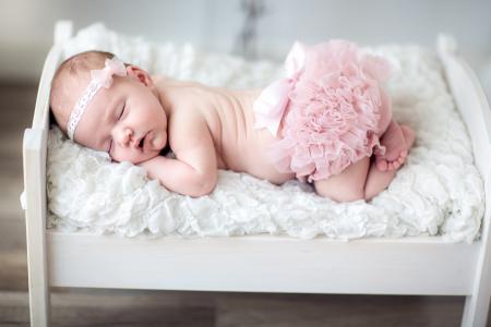 新生婴儿,宝贝女孩,可爱的宝宝,睡觉,头带,高清,5K