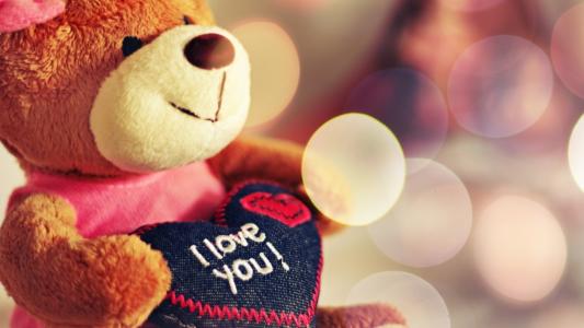 泰迪熊,我爱你,爱的心