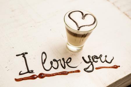 我爱你,爱心,巧克力咖啡