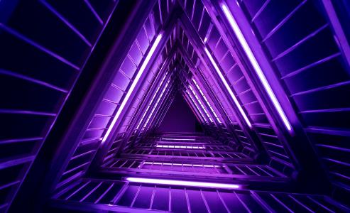 灯,紫色,霓虹灯,三角形,4K