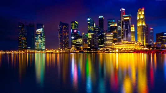 滨海湾,新加坡,小镇,色光（水平）