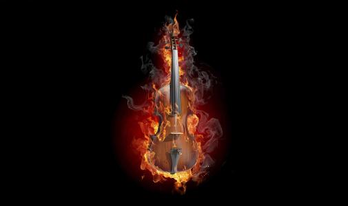小提琴,火,4K,黑暗
