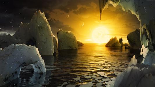 TRAPPIST-1,系外行星,海洋,冰（水平）