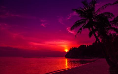 泰国海滩日落