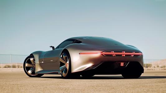 奔驰AMG Vision,超级跑车,Gran Turismo,概念车,奔驰,2015款车,银色,背部（水平）